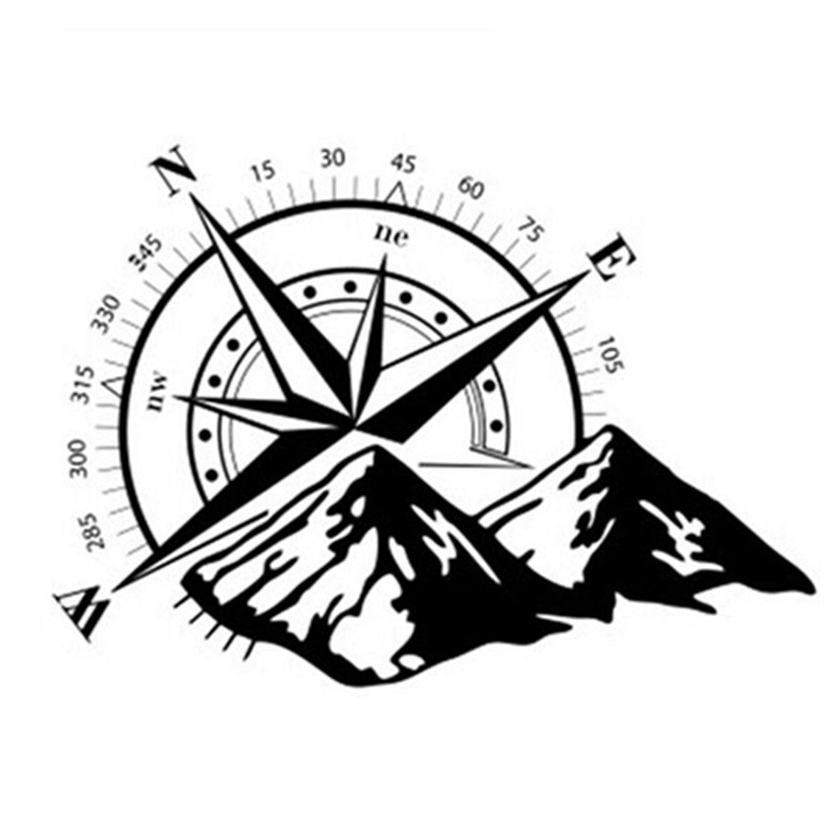 Car Body Door Bonnet Hood Sticker Compass Mountain Graphics Vinyl Decal 48x34cm
