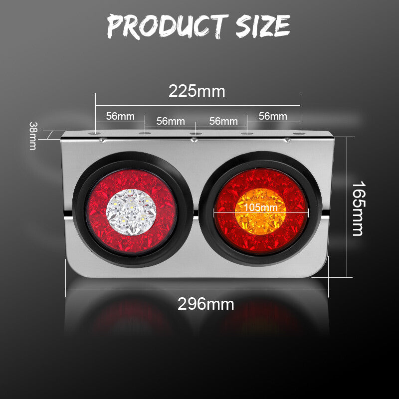 2x 4 Inch Round 32LED Red Amber LED Turn Stop Brake Trailer Tail Lights Truck RV