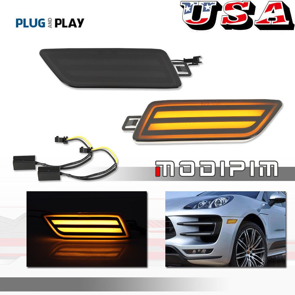 Suitable for 14-24 Macan 95B amber LED smoke turn signal side marker light- v