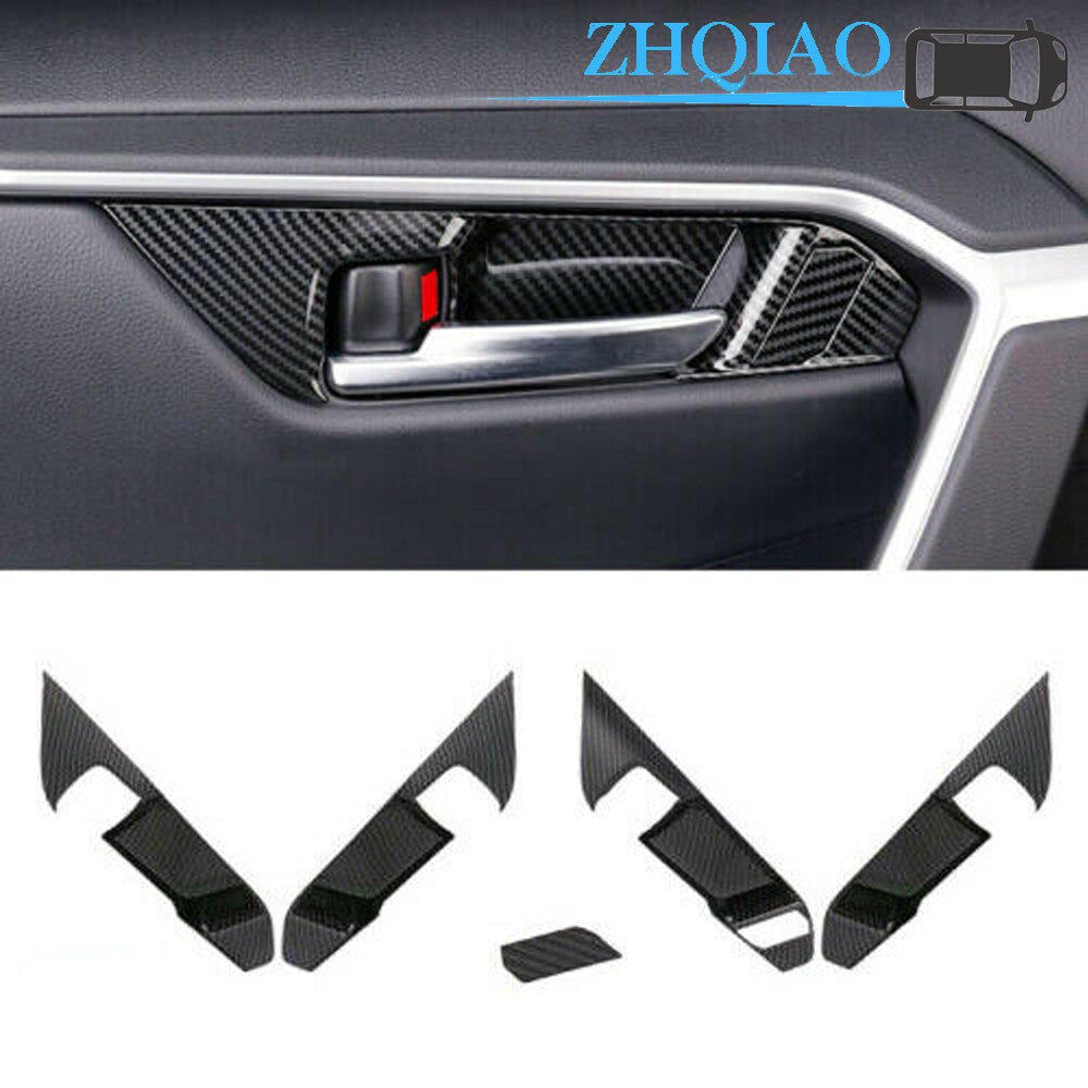 Carbon Fiber Style Car Interior-Door Handle Cover Trim Fits for Toyota RAV4 2019 202