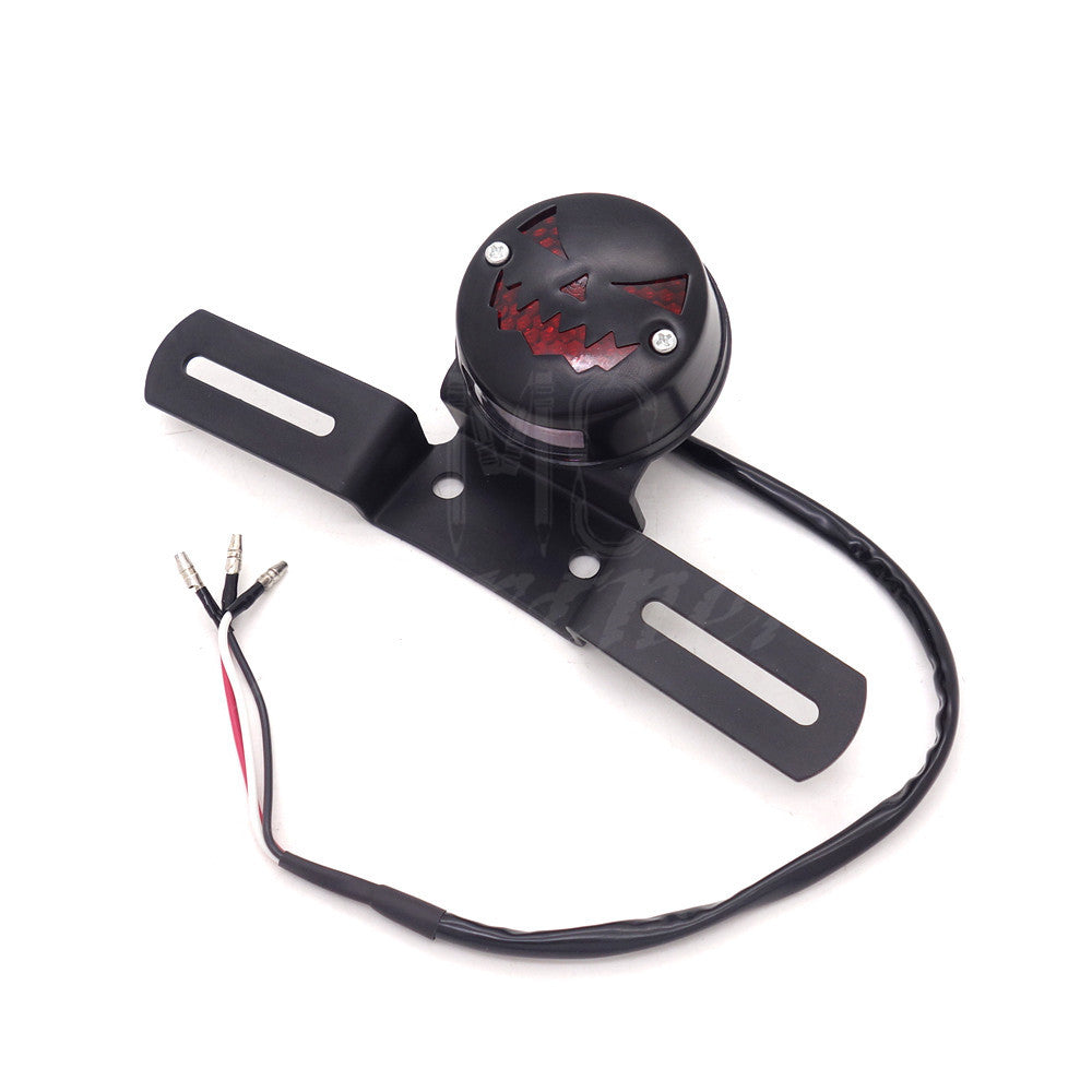 Motorcycle LED Vintage Pumpkin Tail Brake Light For Cafe Bobber Cruiser Chopper Q
