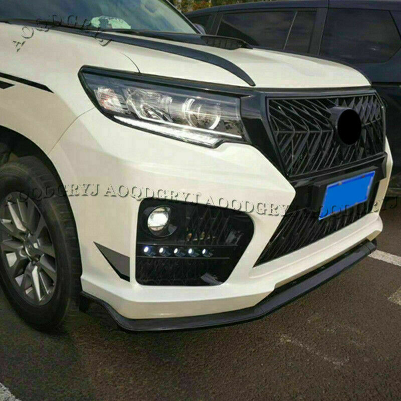 3Pcs Glossy Black TRD Front Bumper Grilles Mesh for Land Cruiser Prado 2018-2021