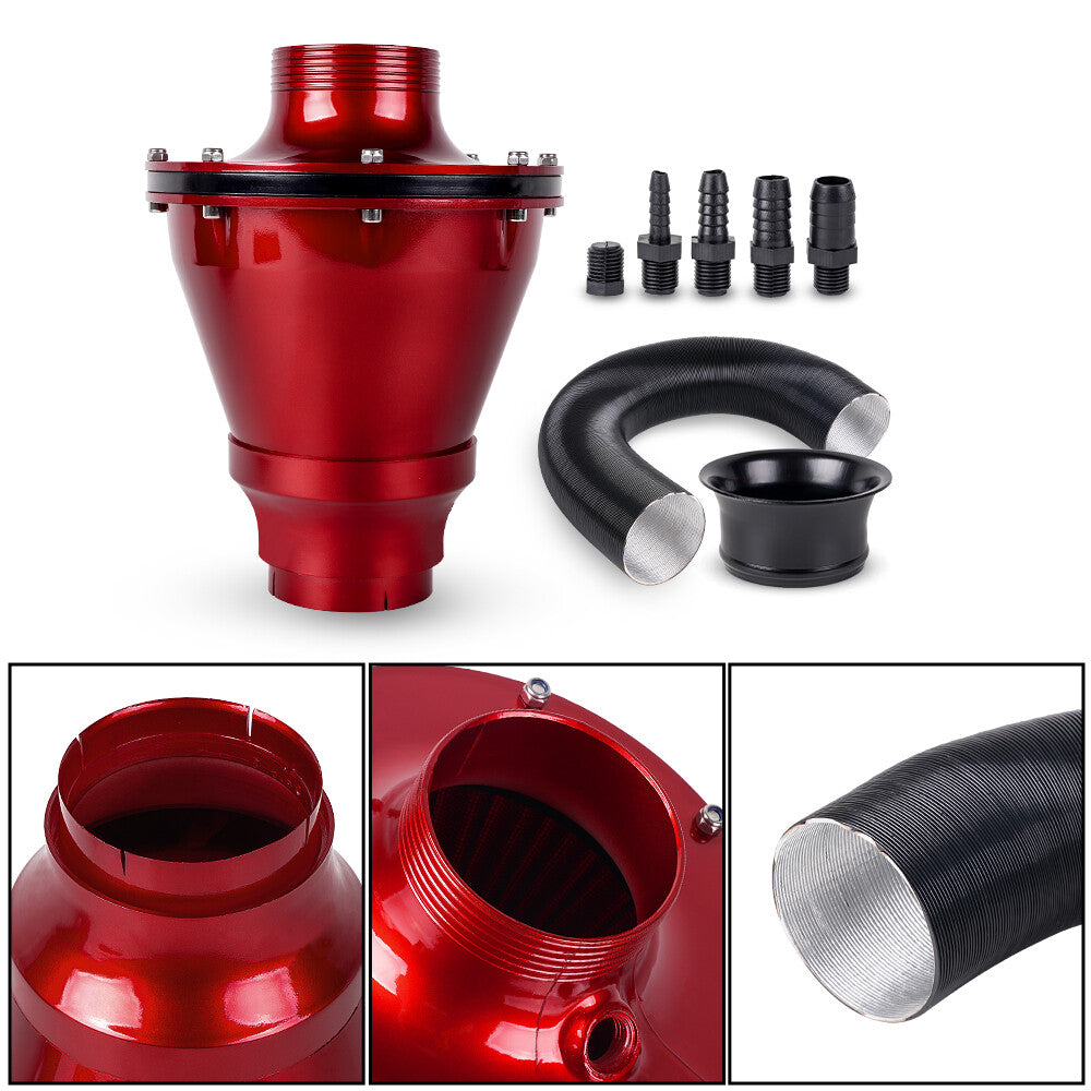 Apollo Universal Cold Air Intake Induction Kit With Air Box  Filter Red Q