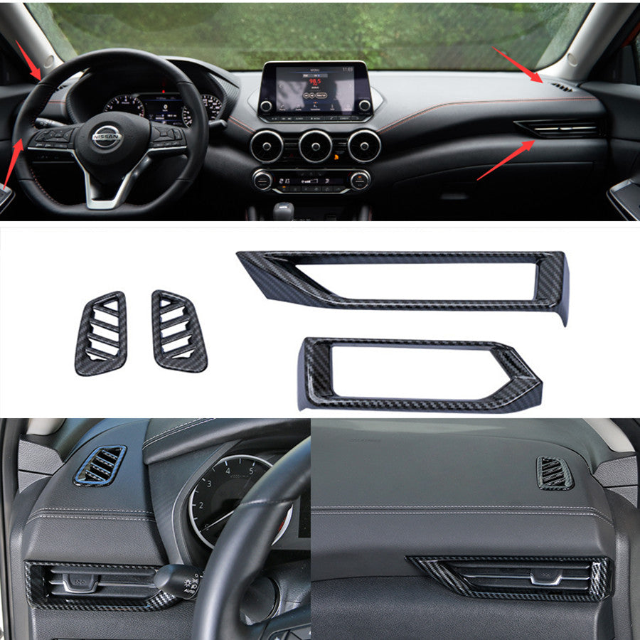For Sentra 2020-2021 Dashboard Air Vent Cover Trim Carbon fiber look 4pc v