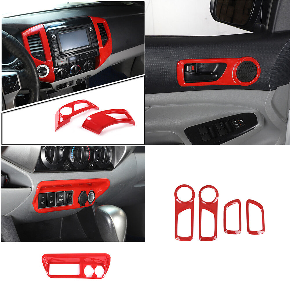 Black carbon fiber drive storage box panel sticker decoration for @ Tacoma 11-15- v