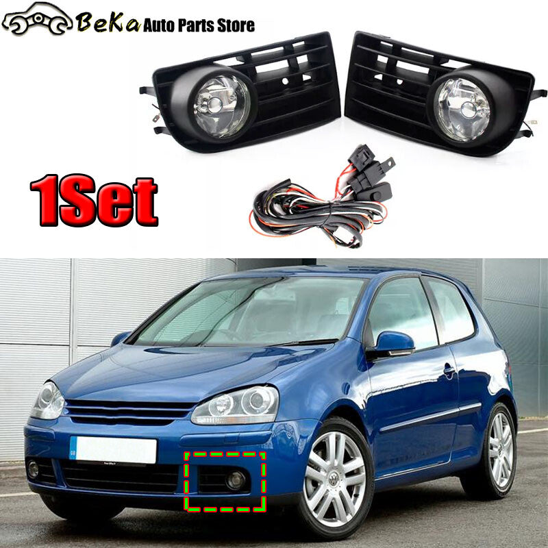 One set of LED fog light grilles suitable for Volkswagen for Golf 5 Mk5 (approximately 2003-2009 models).