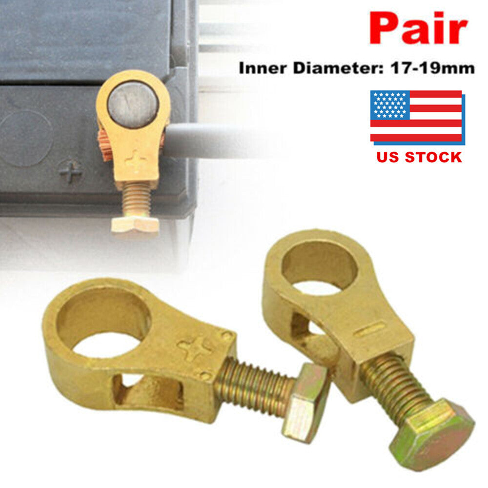 2-Piece Pack of Pure Brass Heavy Duty Battery Top Post Cable Terminal Wire Connectors 17-19mm n