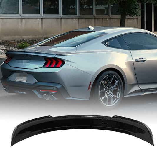 Carbon Fiber Black Rear Spoiler Wing for Mustang 2024-UP GT Style Trunk Lip n