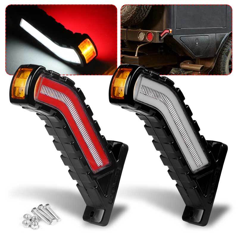 2X LED Side Marker Light Turn Signal Flowing Outline Red+Amber Truck Trailer Van