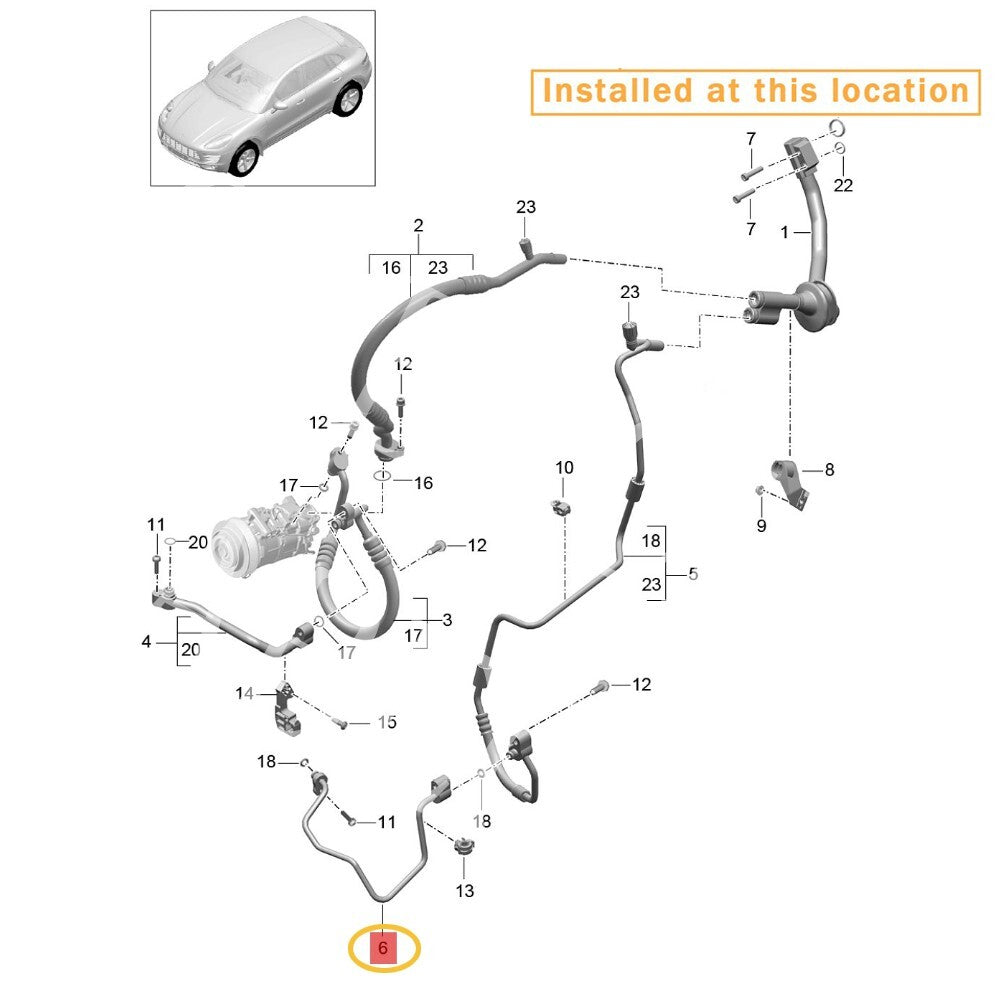 Suitable for PORSCHE Macan AC condenser adapter tubing/line Equipment Manufacturer 95B260367B