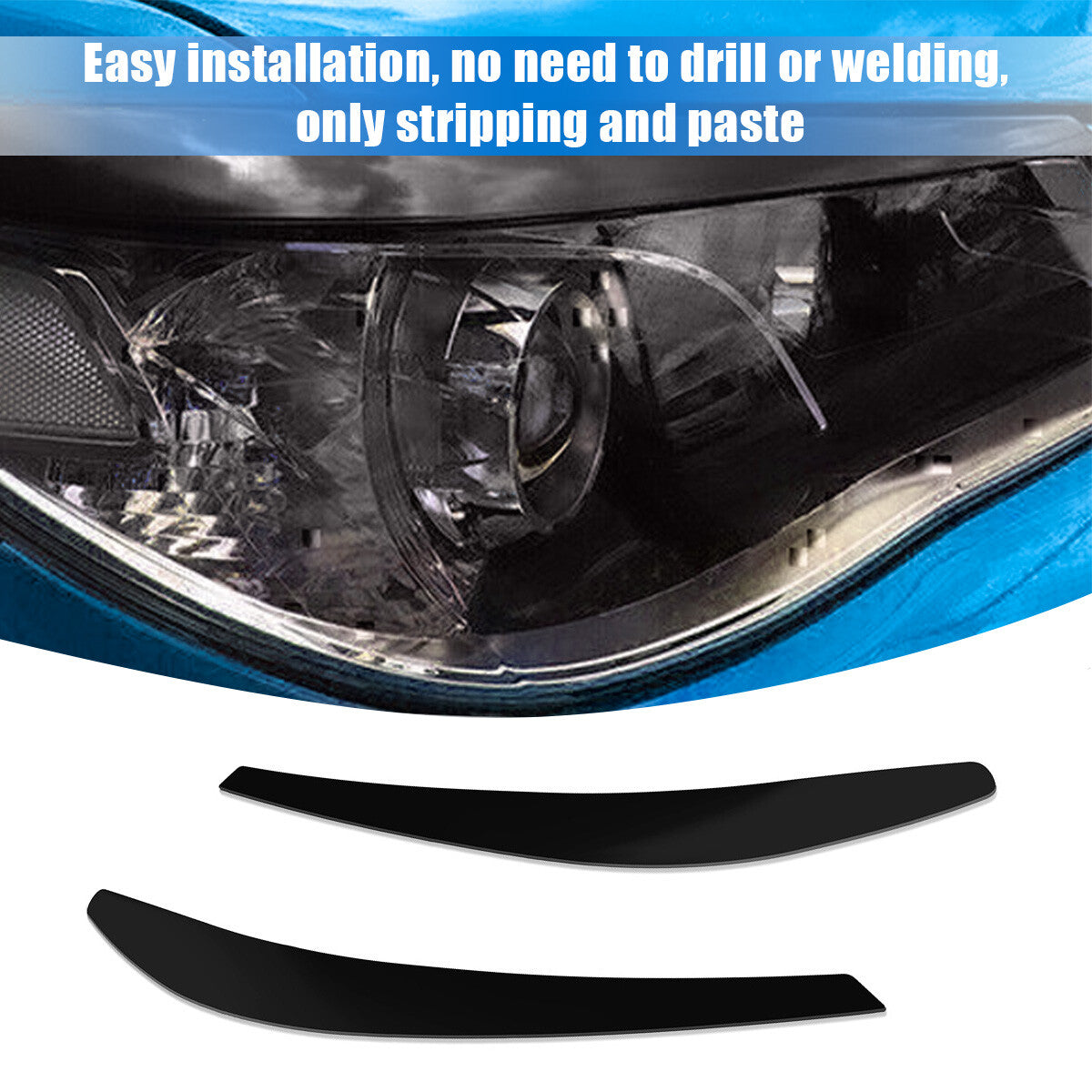 2x For 13-18 for Holden VF Commodore Sedan Black Head Light Eyelids Eyebrows Lid AU