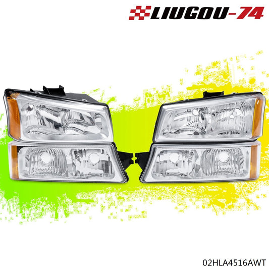 for CHRome housing headlight signal + bumper fits 03-07 for Silverado/Avalanche - v