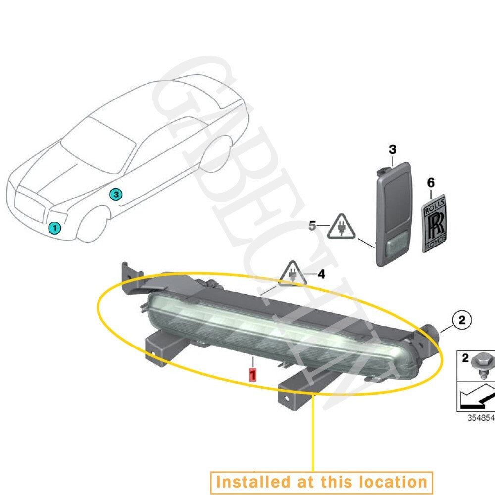 for Rolls-Royce Wraith Turn Signal Indicator (L) Equipment Manufacturer: 63127413801 (6-Plug)