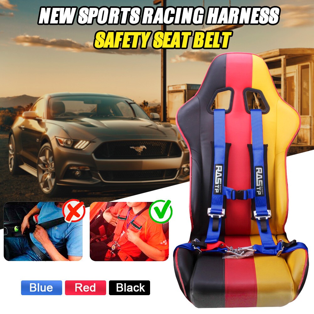 Blue RASTP 2 Universal 4-Point Car Auto Racing Sport Belt Harness Strap Q