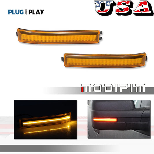 2pcs LED Side Mirror Reflector Amber Turn Signal Lights for 09-14 for - v