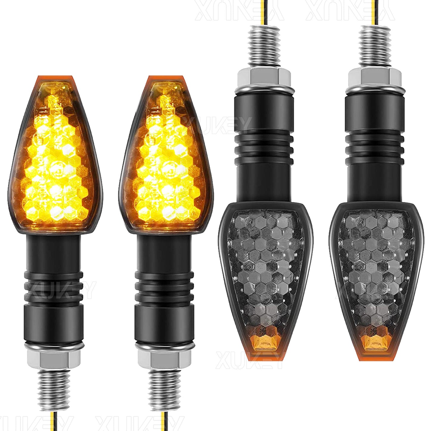 4x LED for mini indicator motorcycle indicator wizzard front rear 2 pairs black short 12V Q