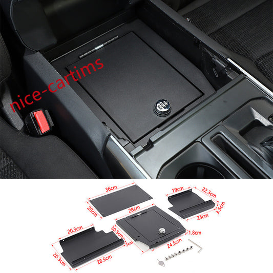 Alloy/Iron Black Center Console Armrest Box Safety Cover Kit for Ford F150 2021+