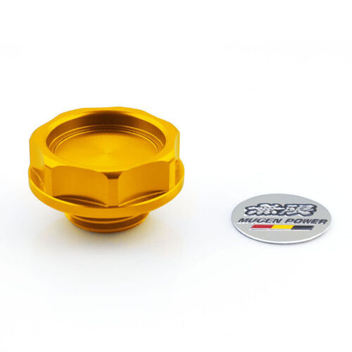 JDM Gold Billet Oil Filler Cap + Radiator Cap + Battery Tie Down Q