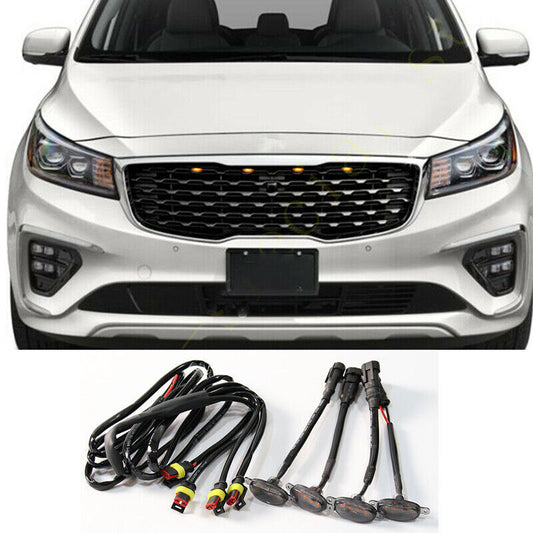 4x for Kia Sedona 2012-2024 smoke Style Front Grill LED Marker Light Kit