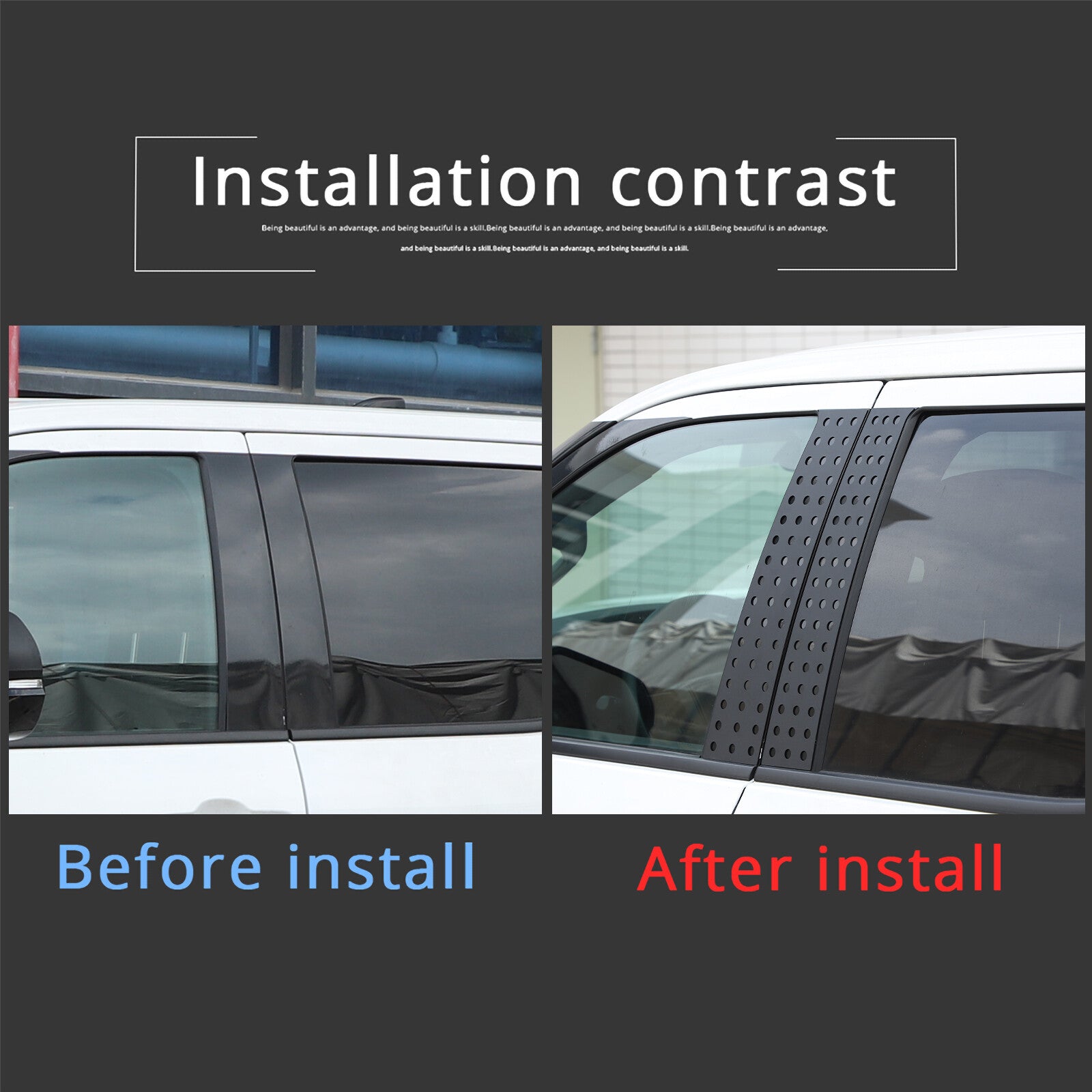 Window B pillar sticker decal decorative cover for Tundra 2022-2023 4-piece set n