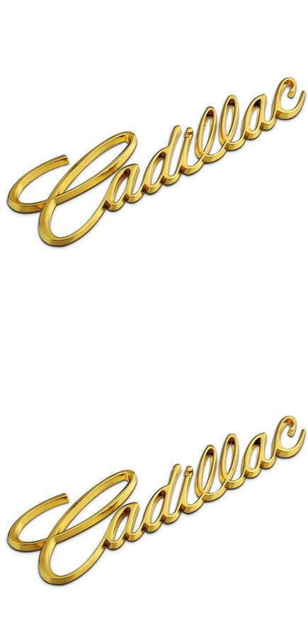 2-Piece Metal Sticker for Cadillac Car Trunk Badge Boot Badge with Gold Lettering