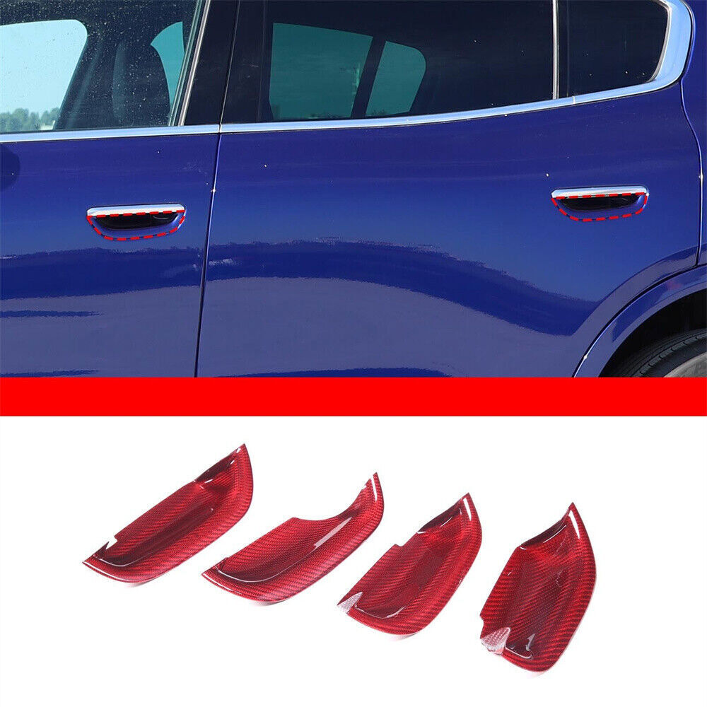 Red Carbon Fiber Side Door Handle Bowl Panel Trim for Maserati Grecale 22-24 B n