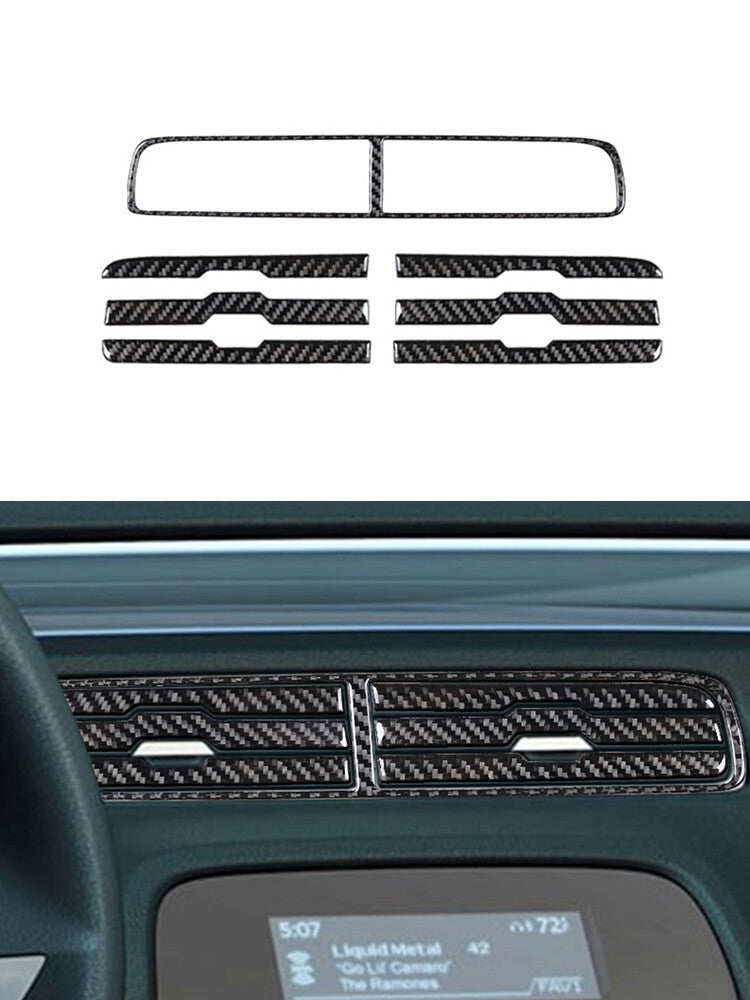 7Pcs Carbon Fiber Central Control Vent Panel Trim for Chevrolet Camaro 2010-2015