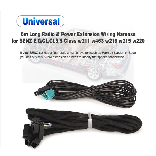 6-meter power and radio extension cable suitable for Mercedes-Benz E/G/CL/CLS/S-Class Q