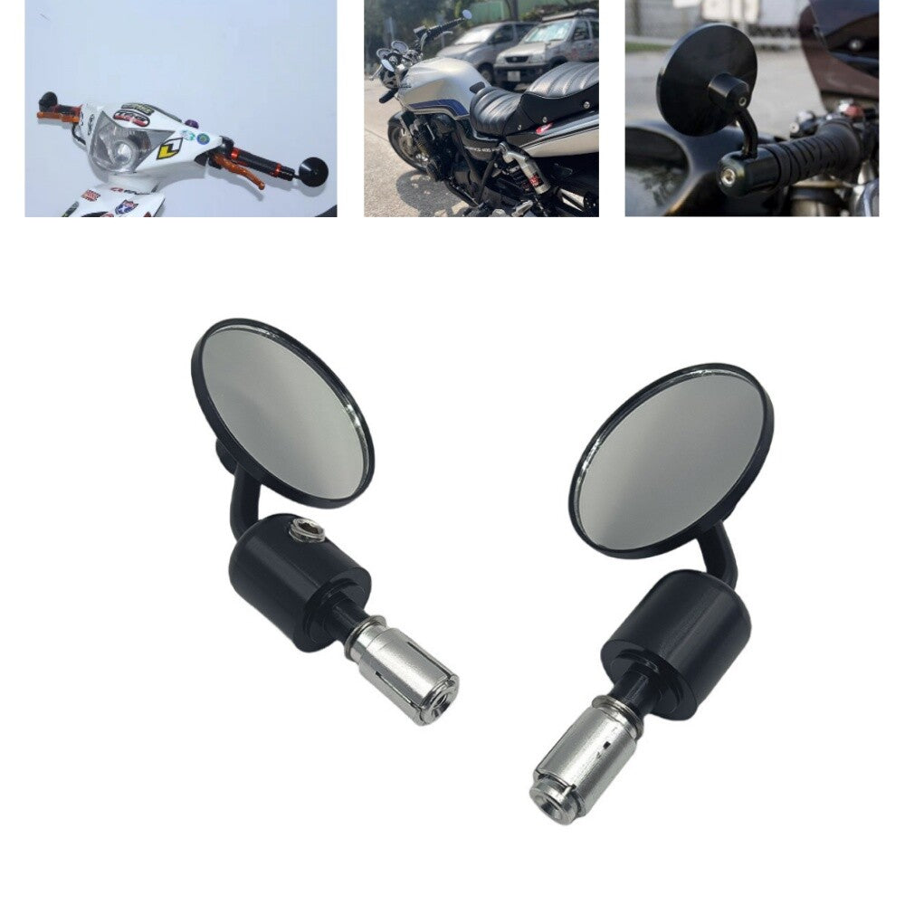 2x Motorcycle 7/8 Handle Bar End Mirrors For Round Cafe Racer Bobber Cruiser