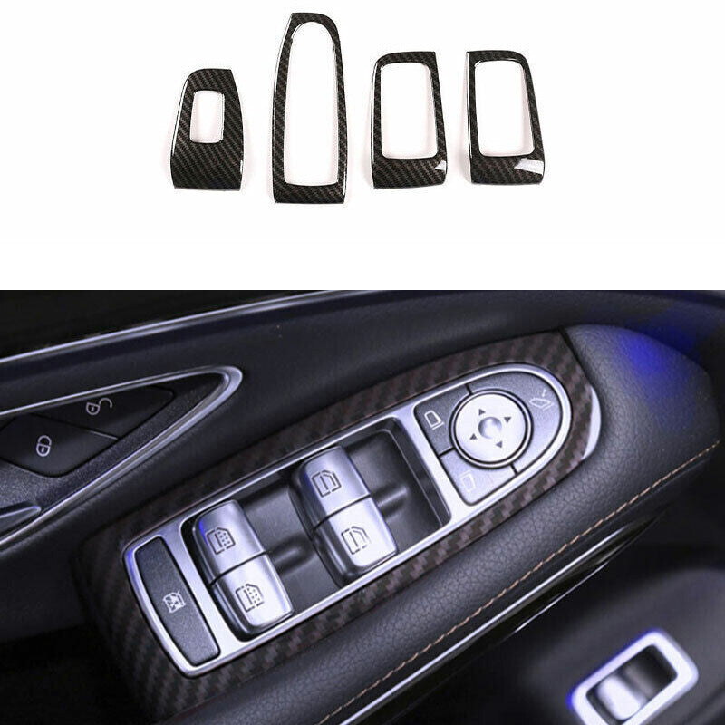 for Benz S-Class 2014-2020 ABS Carbon Fiber Window Lift Panel Switch Cover Trim