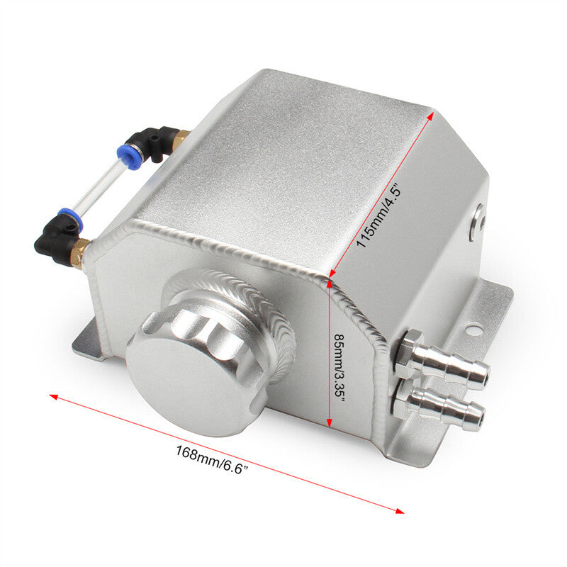 Universal 1L Coolant Radiator Overflow Tank Reservoir Expansion Silver Aluminum
