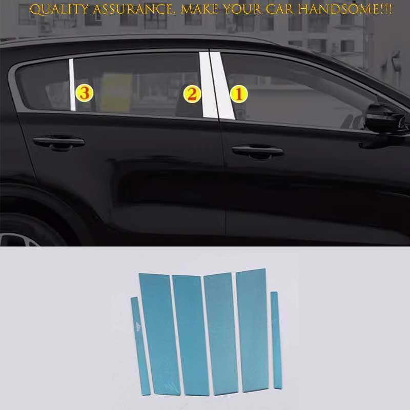 for Kia Sportage KX5 17-2021 Steel Window Center BC Pillar Post Cover Trim 6PCS