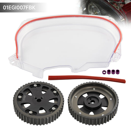 Clear Timing Belt Cover + Cam Gear for Mitsubishi Lancer EVO 4 5 6 7 8 4G63 2.0L