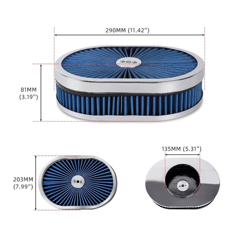 12 Oval Full Finned Air Cleaner Washable Filter For 5-1/8â€?Carburetors Demon Q