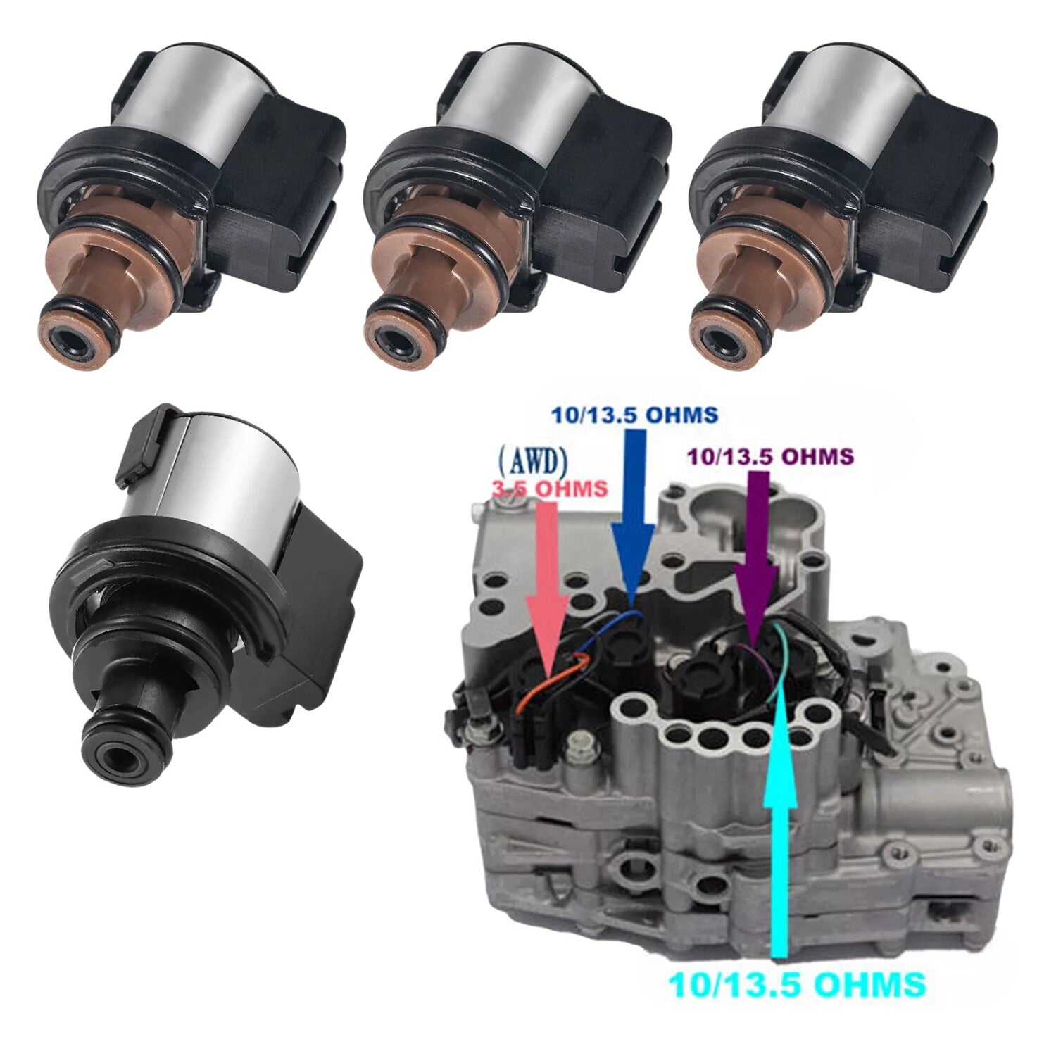 4for Subaru Torque Converter AWD Pressure Control & Lock-Up Solenoid TR580 690 n