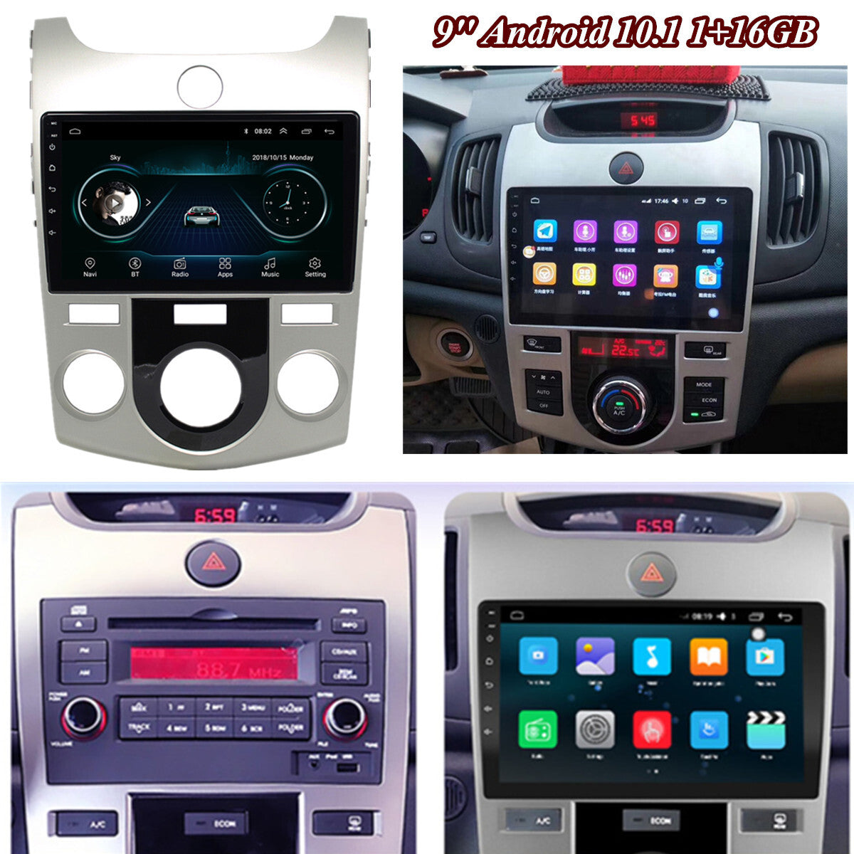 9-inch 1+16GB GPS navigation stereo head unit WiFi FM for Kia Forte Cerato 2009-17 n