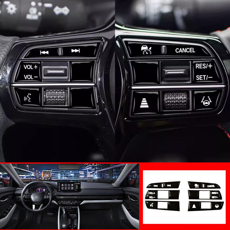 6pcs Black Steering Wheel Button Cover Trim Fit for Honda Accord 11th 2023 UP