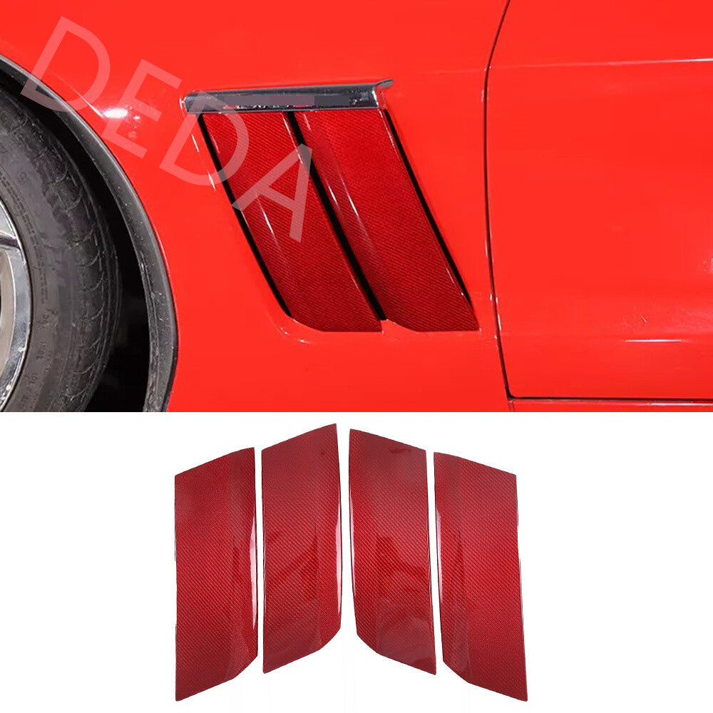 Red Carbon Fiber Side Body Fender Vents Trim for Chevrolet for Corvette C6 2005-2013