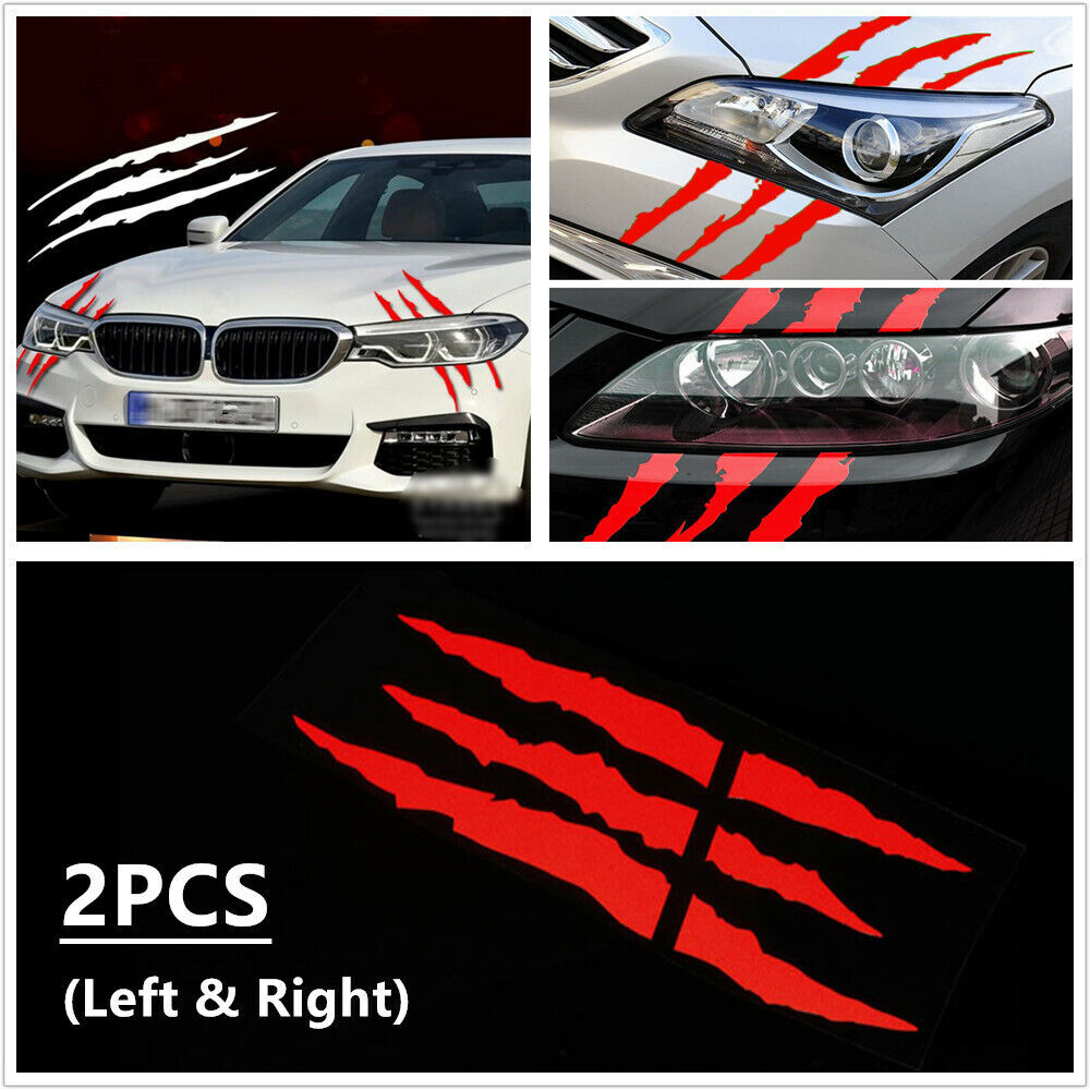 38cm Car SUV Headlight Vinyl Eye-catching Claw Mark Decal Sticker Waterproof L&R- n