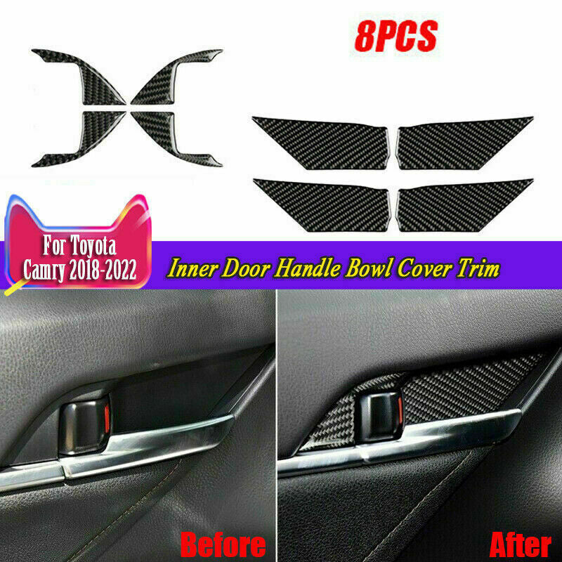 Real Carbon Fiber Inner Door Handle Bowl Cover Trims for Toyota for Camry 2018-2023