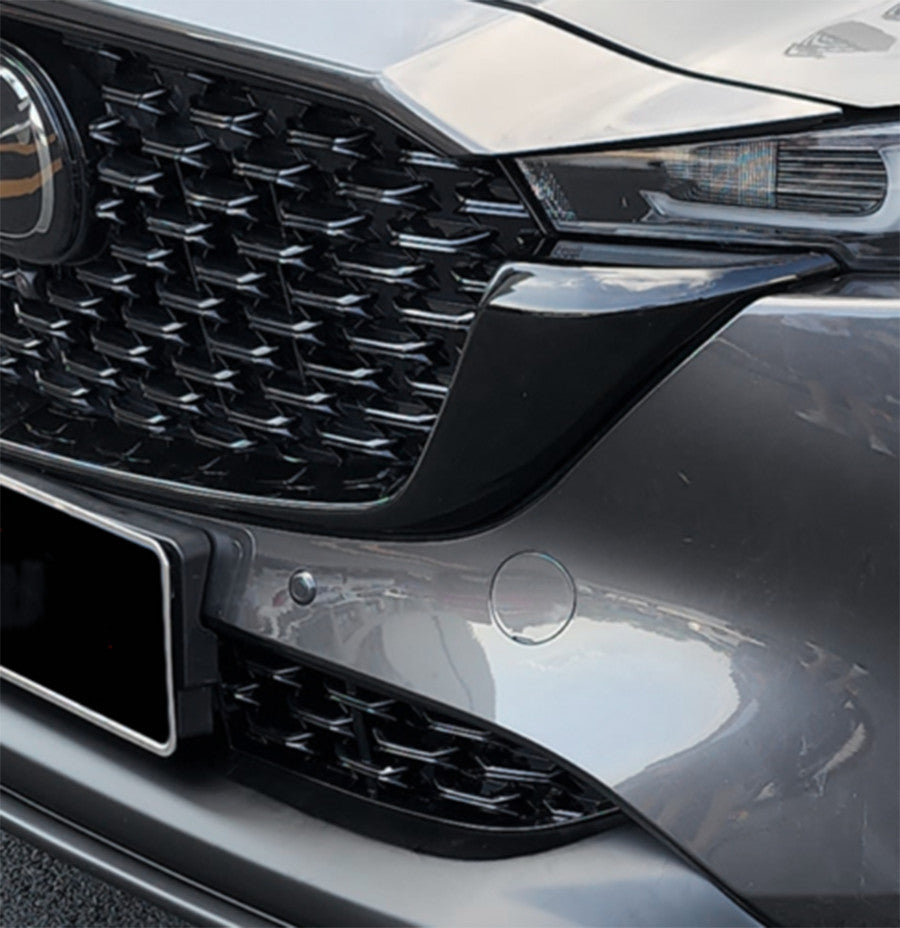 4P Glossy Black Front Bumper Grill Grille Decor Trim For 2022-2023 for Mazda CX-5 B n