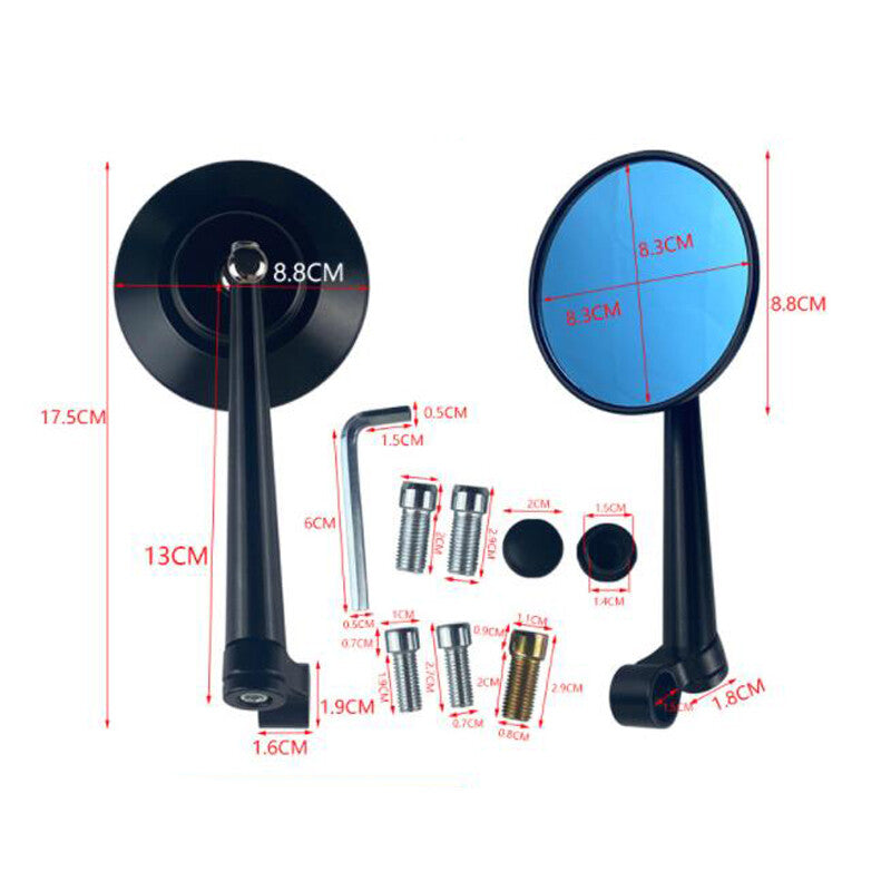 2-Pack Universal All-Terrain Vehicle and Motorcycle Round Mirrors, Aluminum Alloy Rearview Mirrors and Side Mirrors n