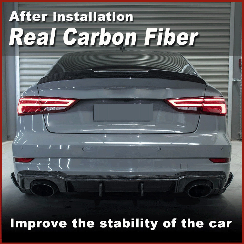 Fit for Audi RS3 Sedan 2017-21 REAL CARBON FIBER Rear Bumper Splitters Lip Fins