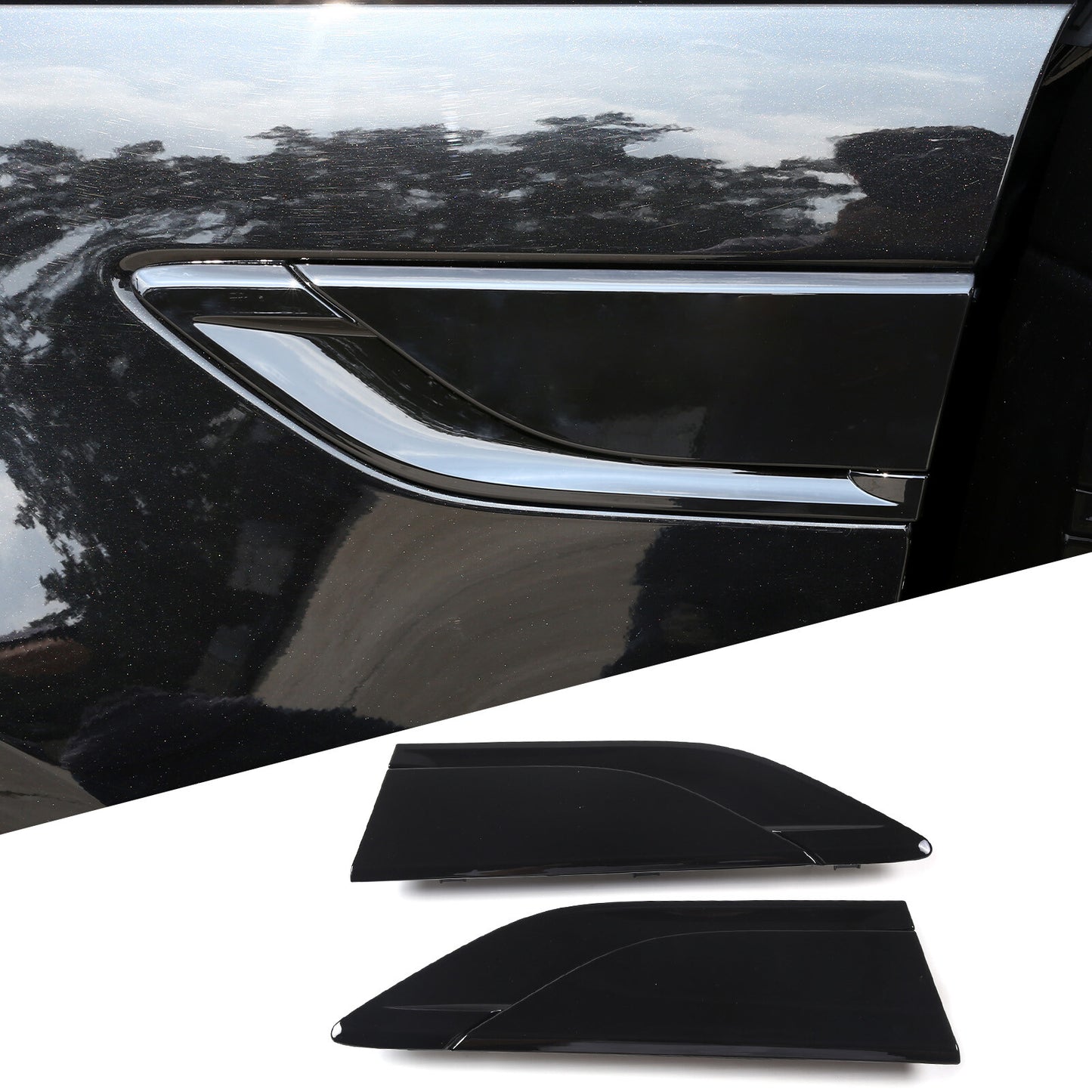 Side fender vent protectors for Land Rover Discovery 5 LR5 2017-2023, gloss black. n