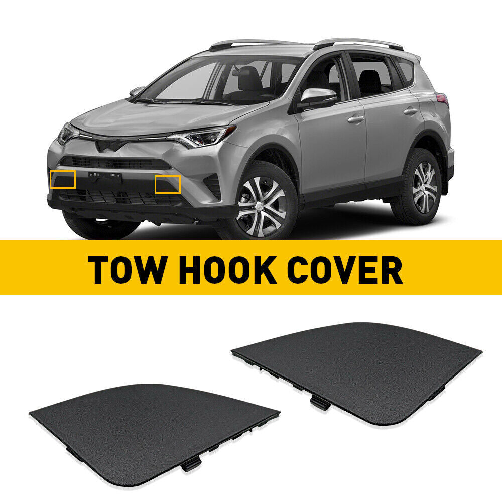 2x Front Left Right Bumper Tow Hook Eye Cover Cap Fit For 16-18 for Toyota RAV4 Q