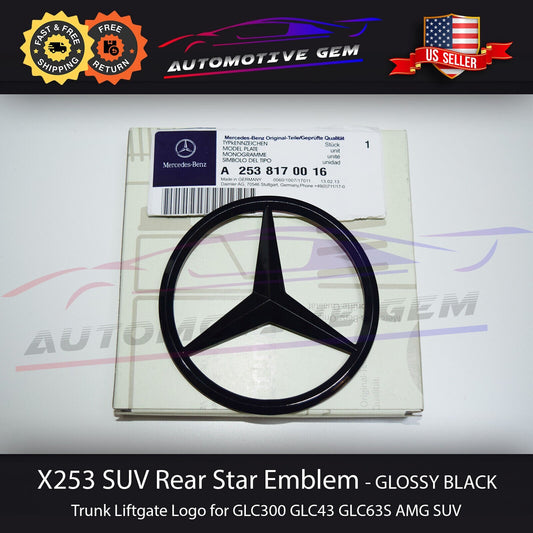 FOR GLOSSY BLACK X253 SUV Star Emblem Rear Trunk Lid Logo Badge AMG GLC300