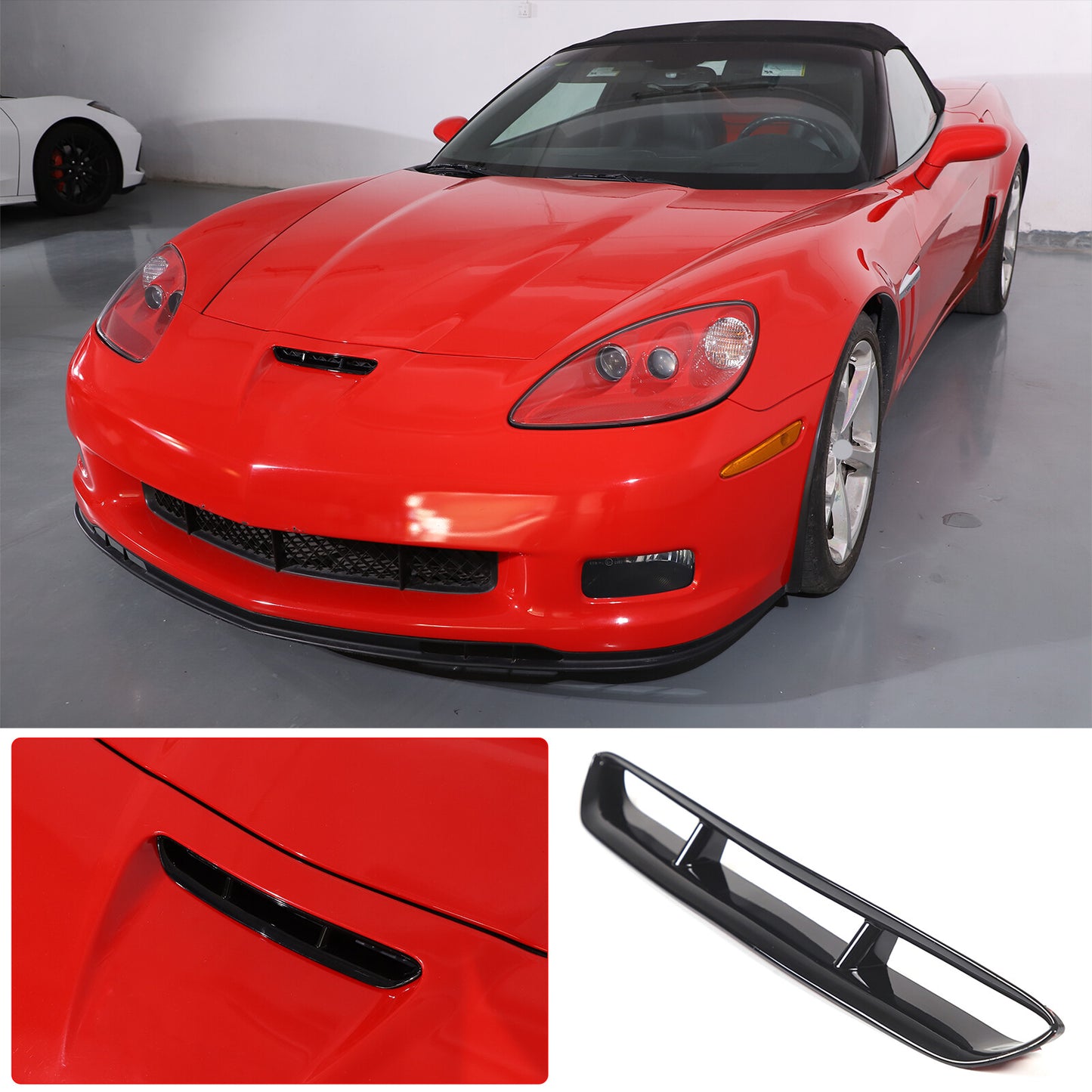 Red for Corvette C7 2014-2019 Carbon Fiber Rear Center Cover Trim- v