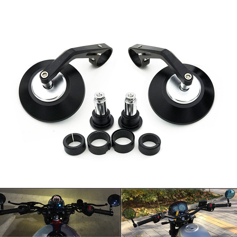 7/8 22mm CNC Handle Bar End Round Rearview Side Mirror For GN/CG125 Cafe Racer