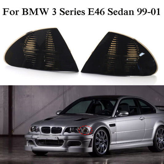 2X Smoked Corner Light Turn Signal Lights for BMW 3 Series E46 Sedan 1999-2001 Q