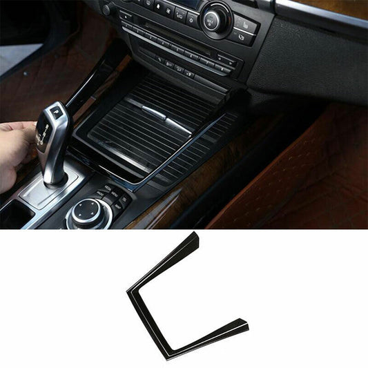 for BMW X5 X6 E70 E71 2008-2013 Gloss Black Middle Console Water Cup Frame Trim